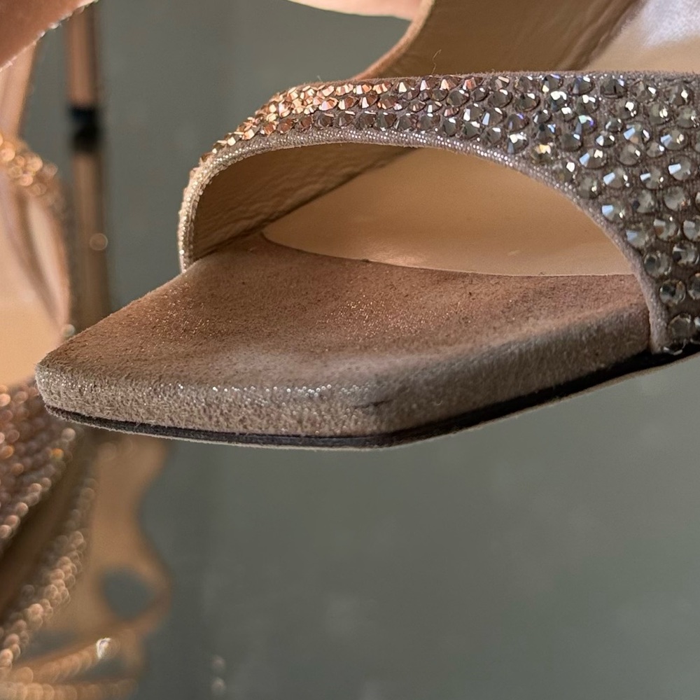 Like new JIMMY CHOO Azia 95 Honey Gold Suede Sandals with Crystals 37.5 $2,495 - Picture 17 of 17